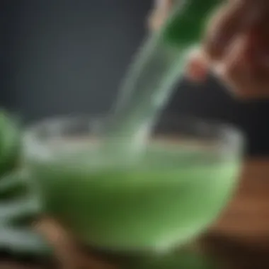 Extracting the Soothing Gel of Aloe Vera Visualization of aloe vera gel being extracted, demonstrating its soothing qualities