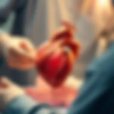 Technical illustration of biventricular device implantation