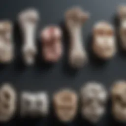 Variety of orthopedic casts on display, showcasing different types used in treatment.