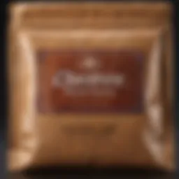 A close-up view of a textured chewing tobacco pouch showcasing its rich color and detail.