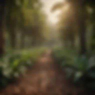 Natural Habitat of Cocoa Cultivation A serene landscape depicting cocoa cultivation in a natural setting.