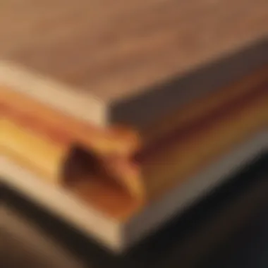 Cross-section illustration of a laminated beam showing its layered structure