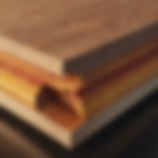 Cross-section illustration of a laminated beam showing its layered structure