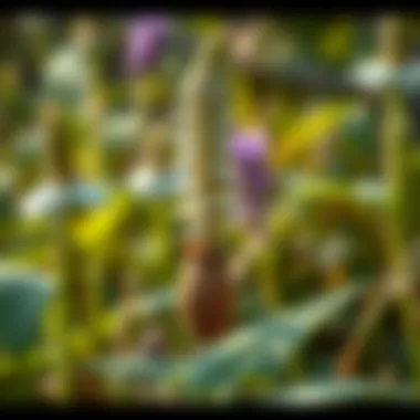 Illustration of valerian root in a natural habitat with surrounding flora