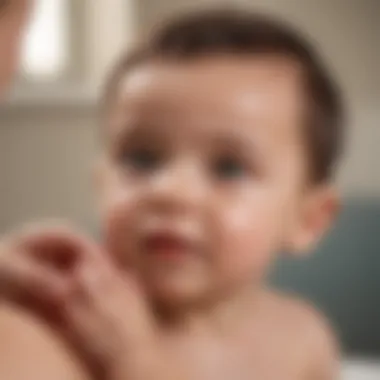 Soothing Eczema Relief for Infants A soothing lotion being applied to an infant's eczema-affected skin.