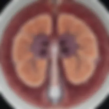 Cross-sectional view of a CT scan highlighting metastatic lesions