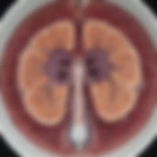 Cross-sectional view of a CT scan highlighting metastatic lesions