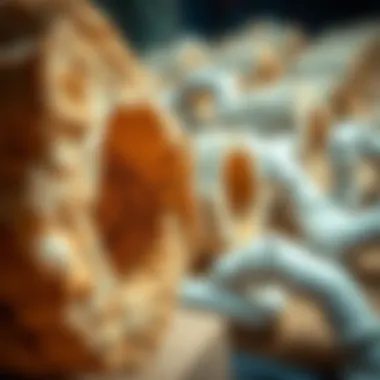 Detailed view of rock core samples