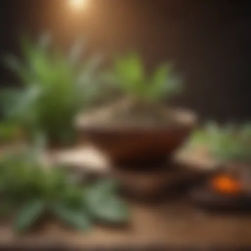 An array of Ayurvedic herbs used for skin health