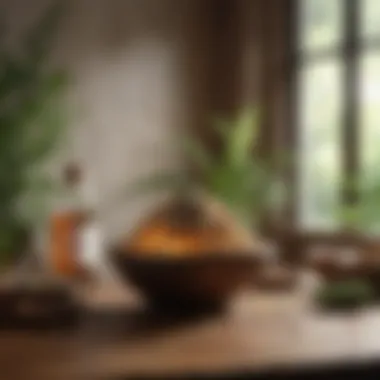 Holistic Ayurvedic Lifestyle for Skin Health A serene Ayurvedic lifestyle setting promoting wellness