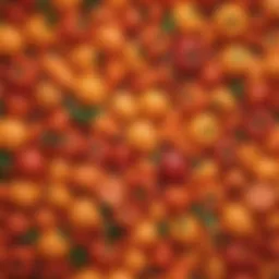 A vibrant array of fruits and vegetables rich in carotene.