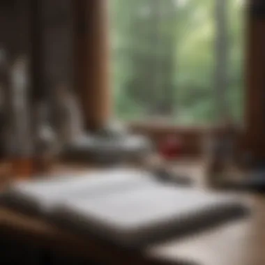 The Power of Reflection A serene workspace with a journal and writing utensils