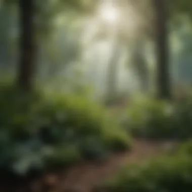 Natural Habitat of Adaptogens A serene landscape showcasing a variety of plants known for their adaptogenic properties.