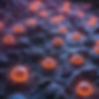 Illustration of UV light interacting with microbial cells