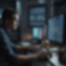 A researcher analyzing data on a computer