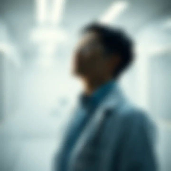 The Inner Struggles of Medical Professionals A doctor contemplating in a serene setting