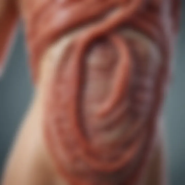 Illustration of the gastrointestinal tract showing areas affected by ulcerative colitis