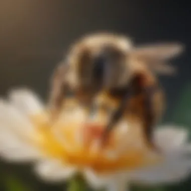 Bee Engaged in Pollination Close-up of a bee on a flower, showcasing pollination