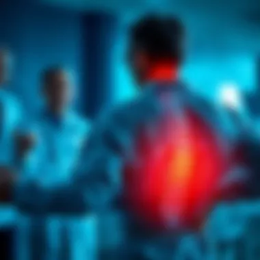 Interdisciplinary Management of Back Pain Illustration showcasing collaboration among different healthcare professionals in managing back pain.