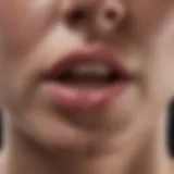 Close-up of lips showing pursing expression