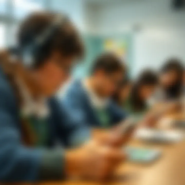 Enhancing Education with Mobile Technology An educational setting with students utilizing smartphones for learning activities.