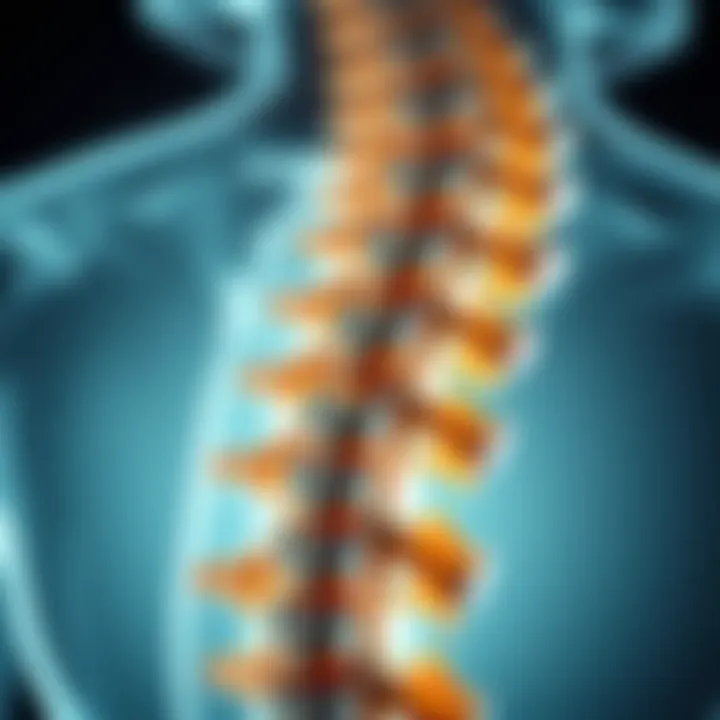 Diagram of spinal cord affected by myelomalacia