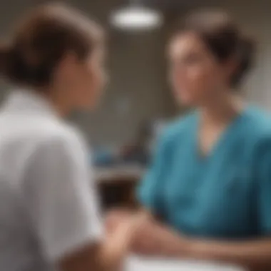 Collaborative Treatment Planning A nurse discussing treatment plans with a cancer patient