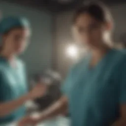 A focused perioperative nurse educator conducting a training session