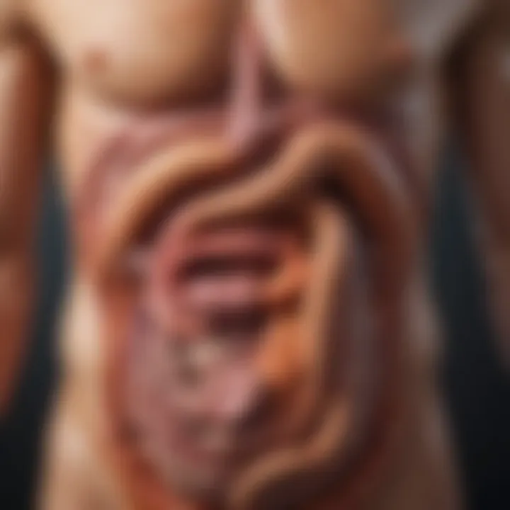 Illustration of digestive system highlighting the impact of food intake