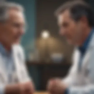 Elderly patient consulting a doctor about prostate cancer