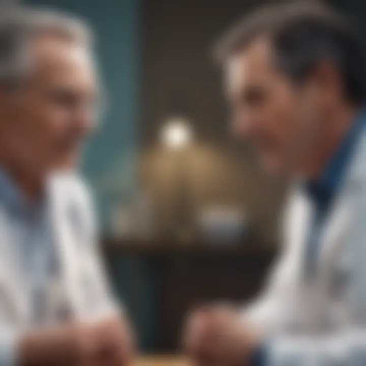 Elderly patient consulting a doctor about prostate cancer