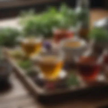 Exploring Herbal Teas for Colitis Relief An assortment of herbal teas arranged on a wooden table