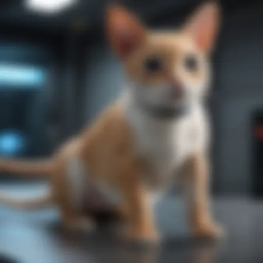 A futuristic representation of an Ito Pet interacting with technology