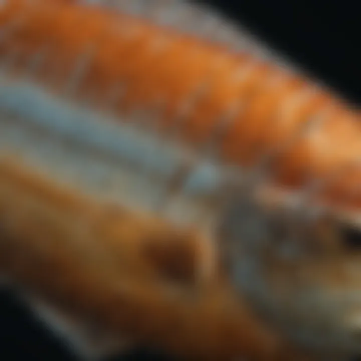 Close-up of sunfish skin texture showcasing unique patterns
