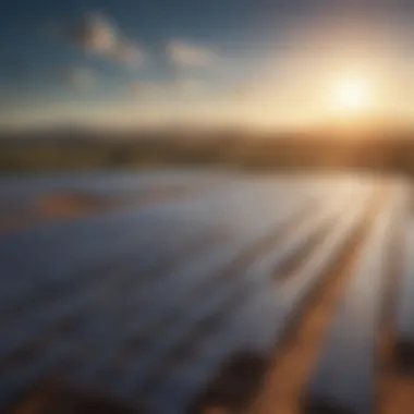 A futuristic solar energy farm with advanced solar panels.