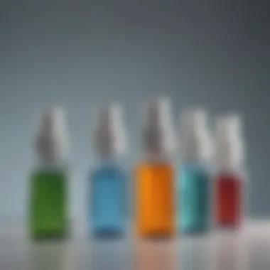 Variety of Nasal Sprays A close-up view of nasal spray bottles on a reflective surface