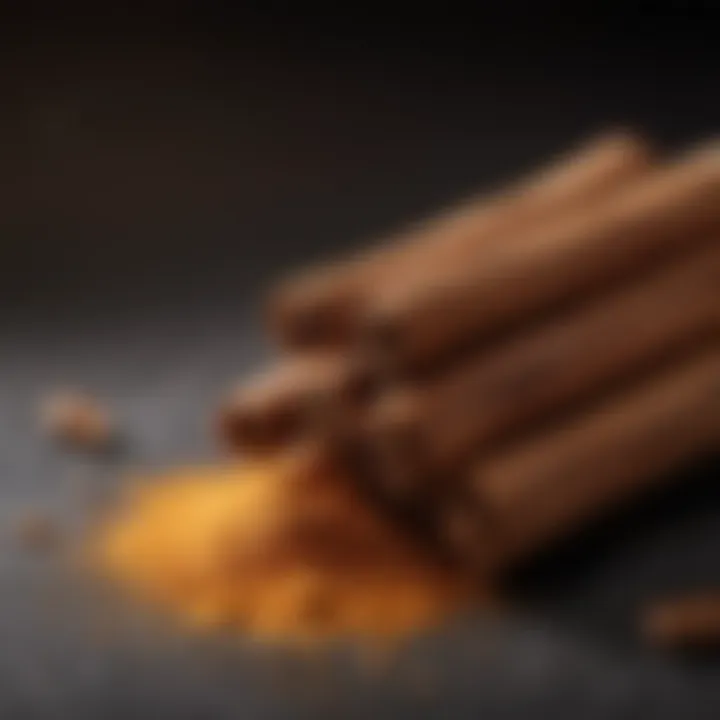 Cinnamon sticks with aromatic powder