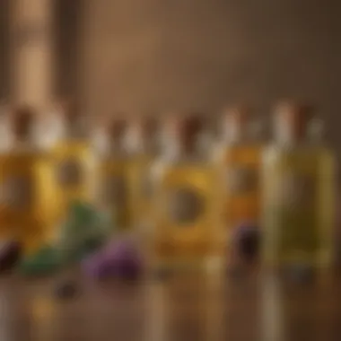 An assortment of carrier oils in decorative jars