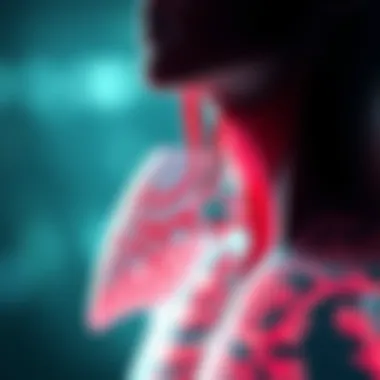 Illustration depicting the respiratory system affected by atopic asthma.