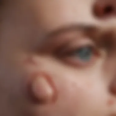 Close-up view of dyshidrosis blisters on skin