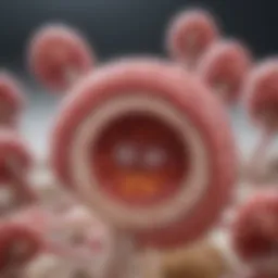 Illustration depicting the formation of endometrioma cysts within the ovaries.