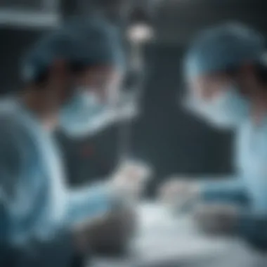 Collaboration in the Operating Room Surgical team collaborating in a sterile environment