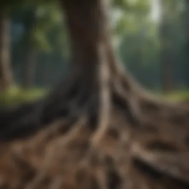 Roots and Soil Interactions Roots of a tree interacting with soil microbes